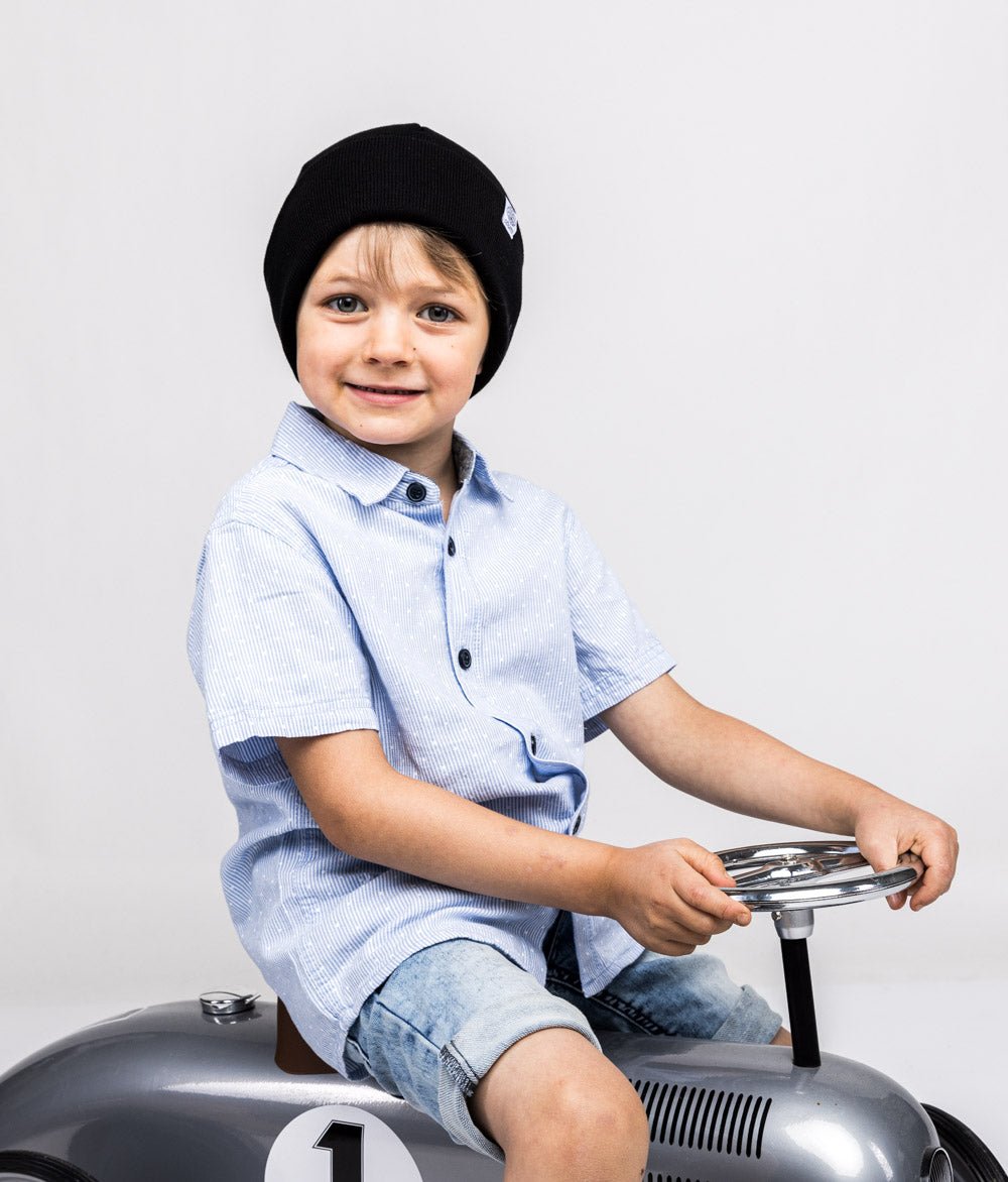 Beanie Feinstrick aus Bio Baumwolle - Mütze - obumi - 715 - Black