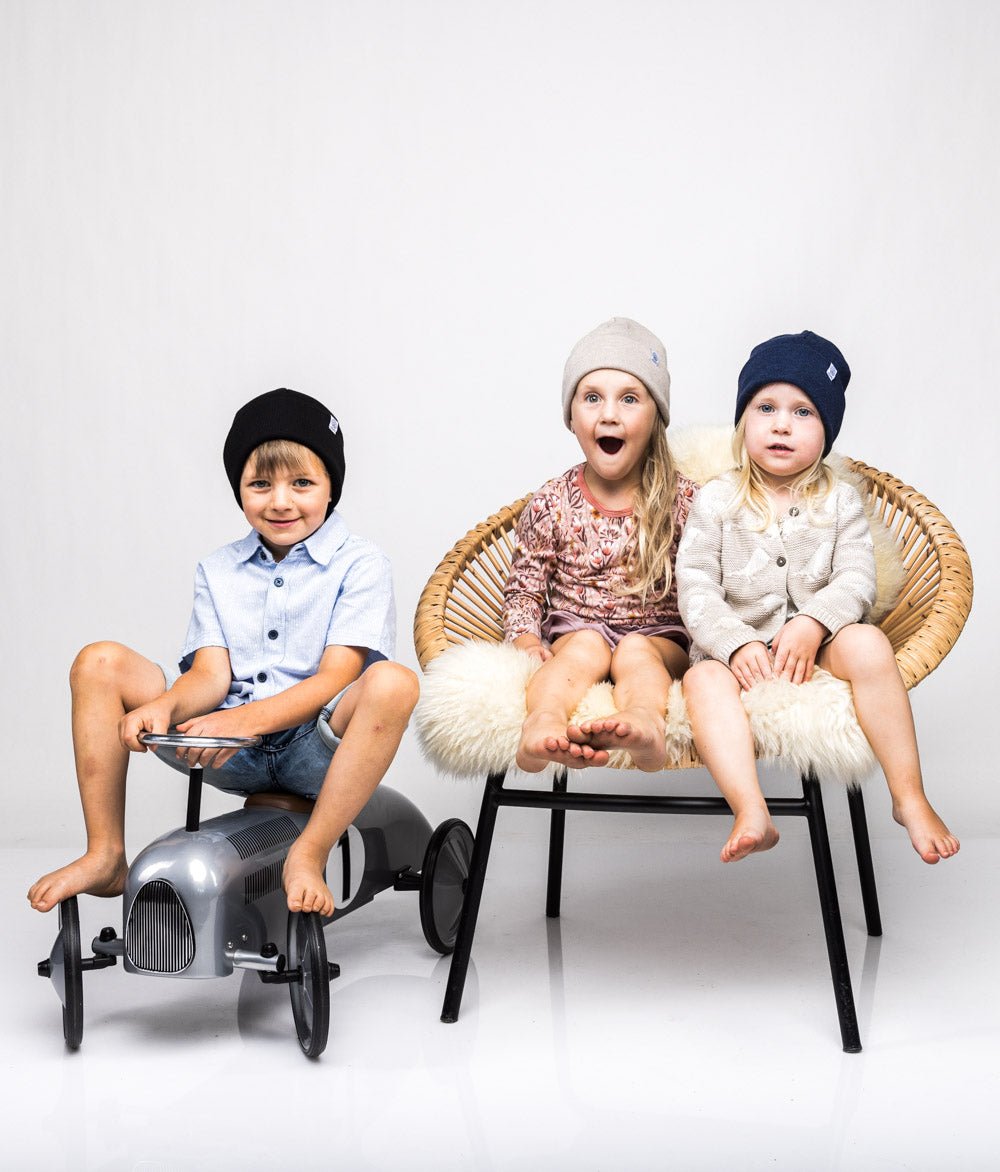 Beanie Feinstrick aus Bio Baumwolle - Mütze - obumi - 716 - Blue Melange