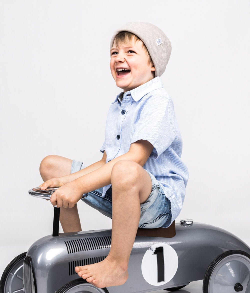 Beanie Feinstrick aus Bio Baumwolle - Mütze - obumi - 717 - Beige Melange