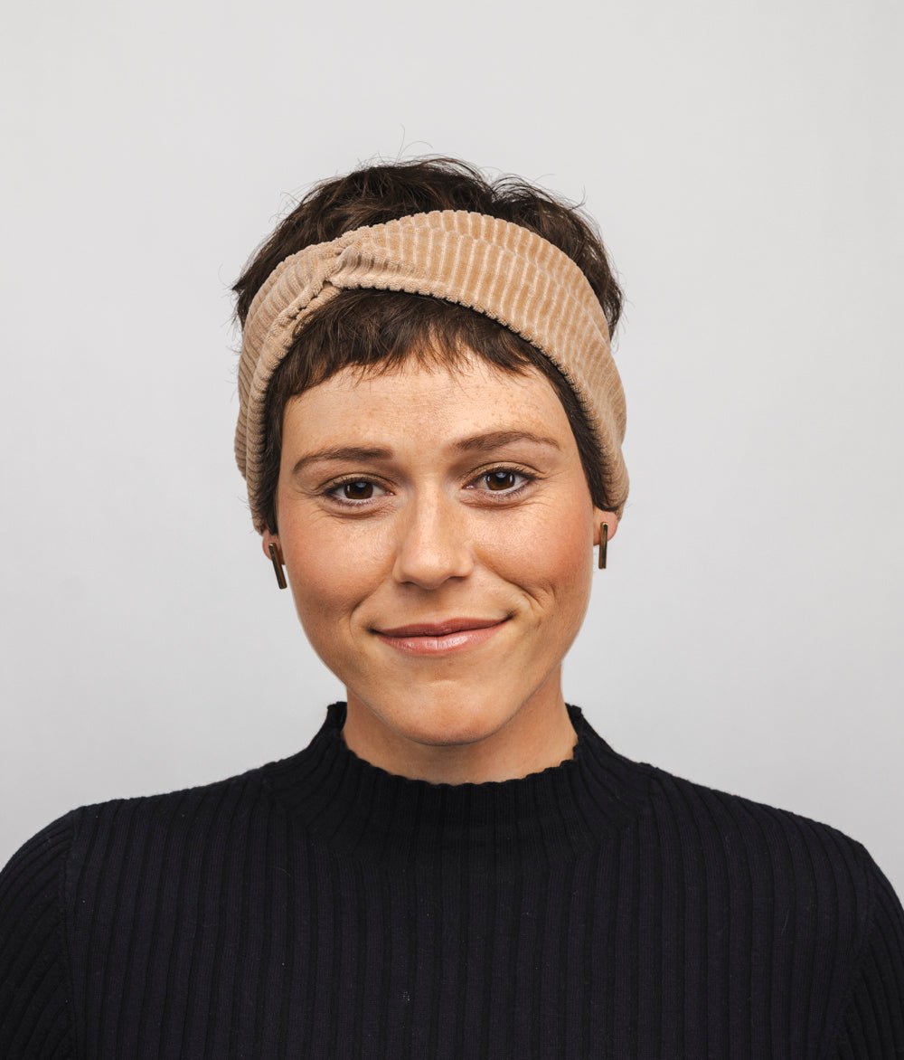 Haarband aus Bio Samt Rippe - Haarbänder - obumi - 466 - Beige