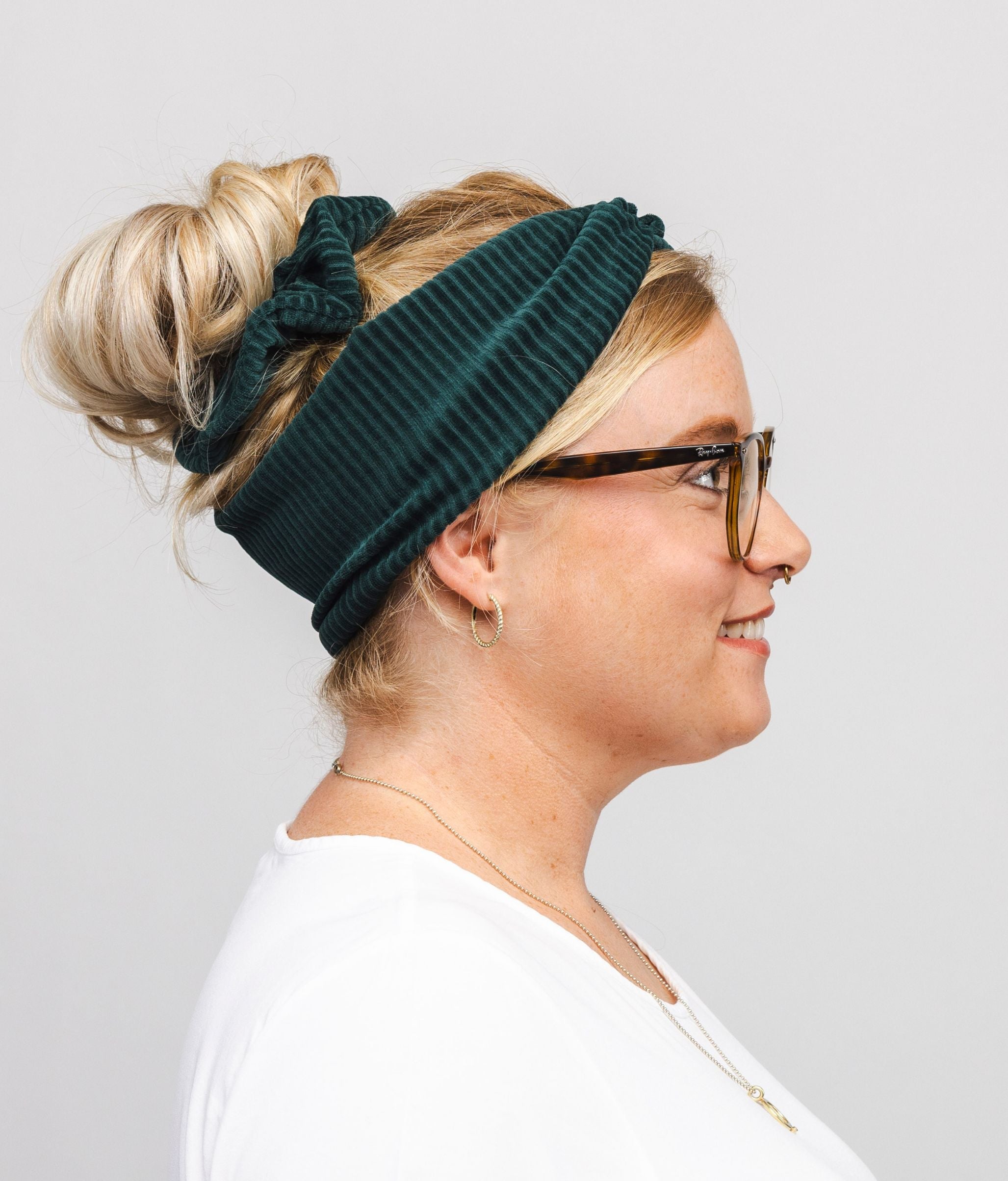 Haarband aus Bio Samt Rippe - Haarbänder - obumi - 467 - Dark Green