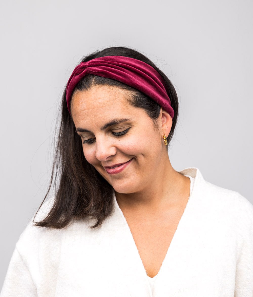 Haarband Bow aus Bio Samt - Haarbänder - obumi - 458 - Burgundy