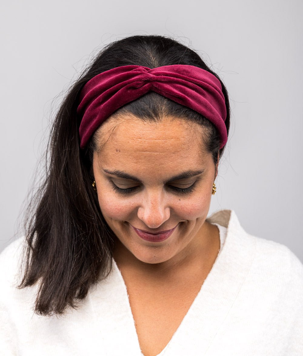 Haarband Bow aus Bio Samt - Haarbänder - obumi - 458 - Burgundy