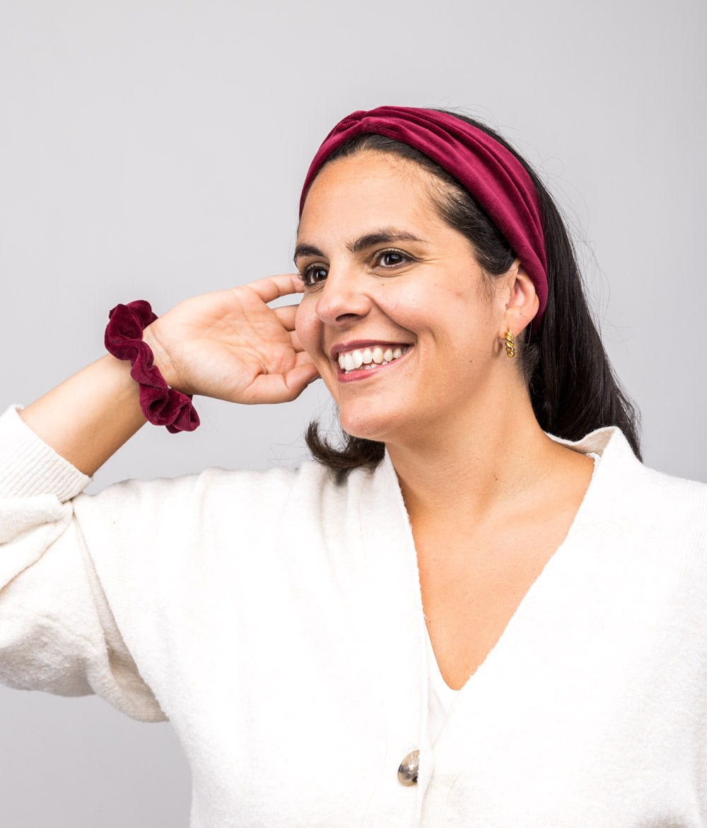 Haarband Bow aus Bio Samt - Haarbänder - obumi - 458 - Burgundy