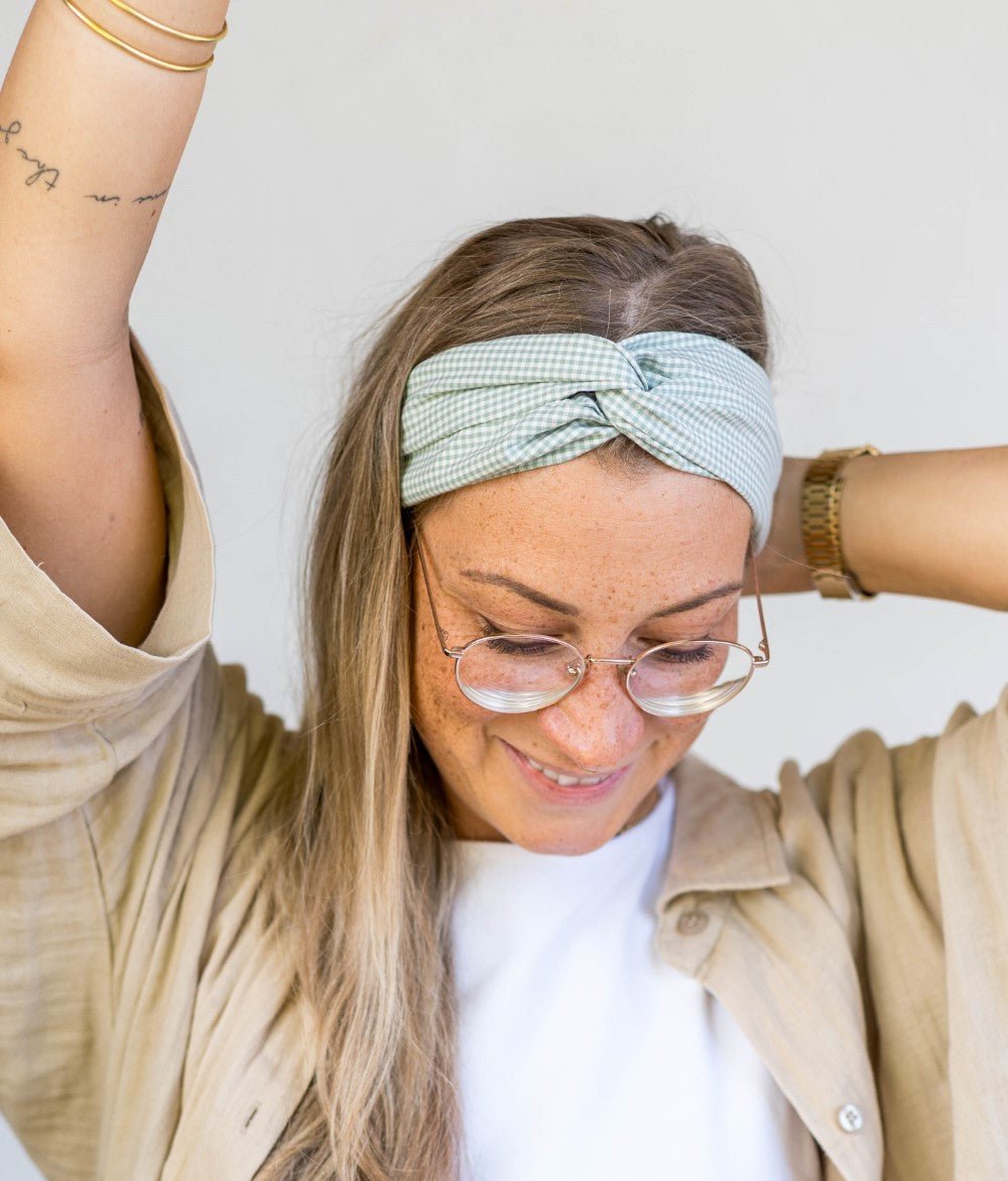 Haarband Karo aus Bio Baumwolle - Haargummis - obumi - 262 - Karo Green