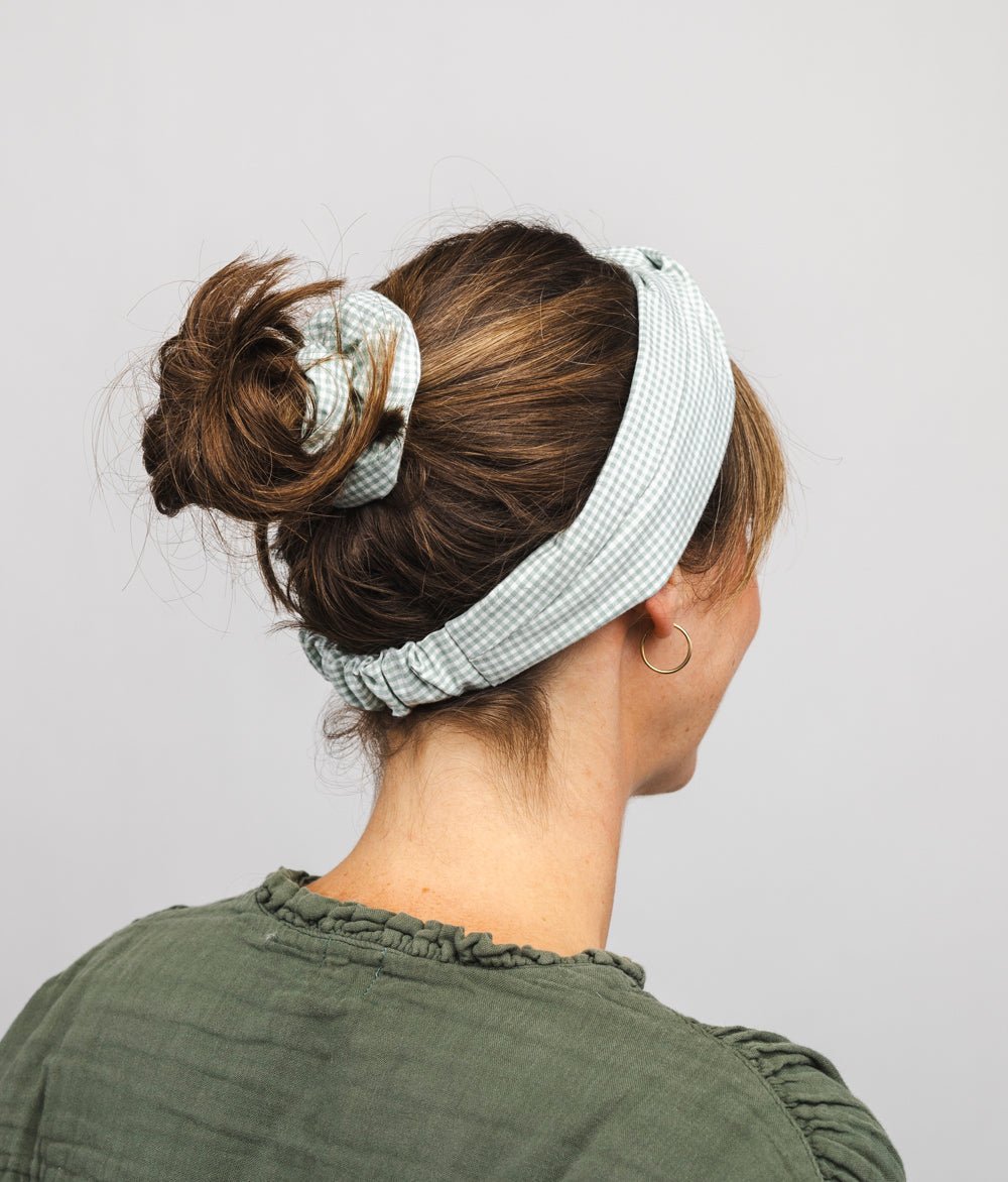 Haarband Karo aus Bio Baumwolle - Haargummis - obumi - 262 - Karo Green