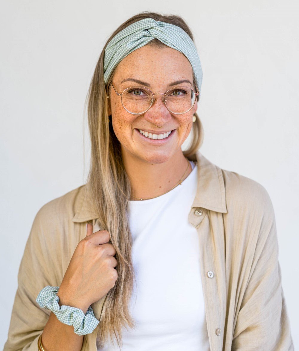 Haarband Karo aus Bio Baumwolle - Haargummis - obumi - 262 - Karo Green