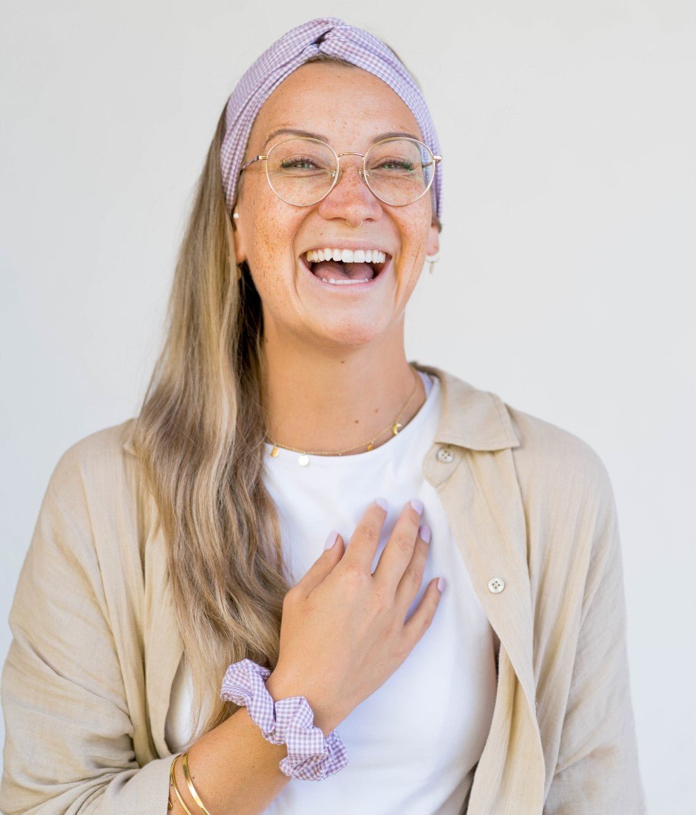 Haarband Karo aus Bio Baumwolle - Haargummis - obumi - 263 - Karo Lilac