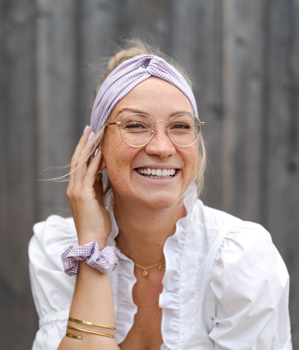 Haarband Karo aus Bio Baumwolle - Haargummis - obumi - 263 - Karo Lilac