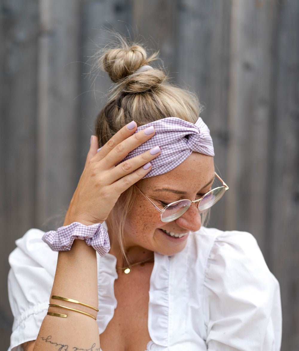 Haarband Karo aus Bio Baumwolle - Haargummis - obumi - 263 - Karo Lilac