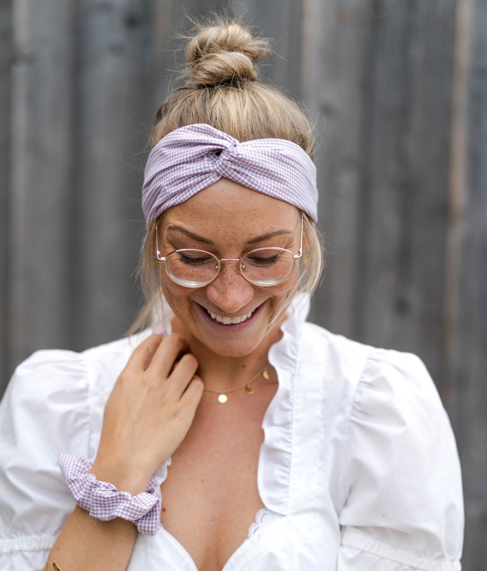 Haarband Karo aus Bio Baumwolle - Haargummis - obumi - 263 - Karo Lilac