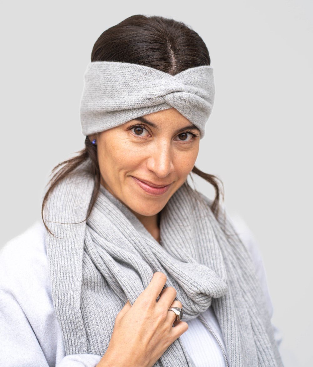 Kaschmir - Wohlfühl - Set - Stirnband & Schal - obumi - Soft Grey