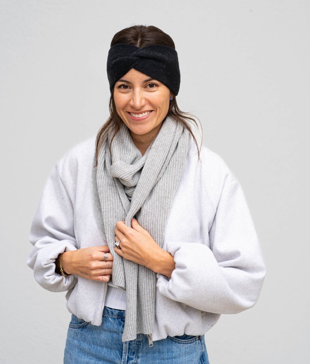 Kaschmir - Wohlfühl - Set - Stirnband & Schal - obumi - Soft Grey