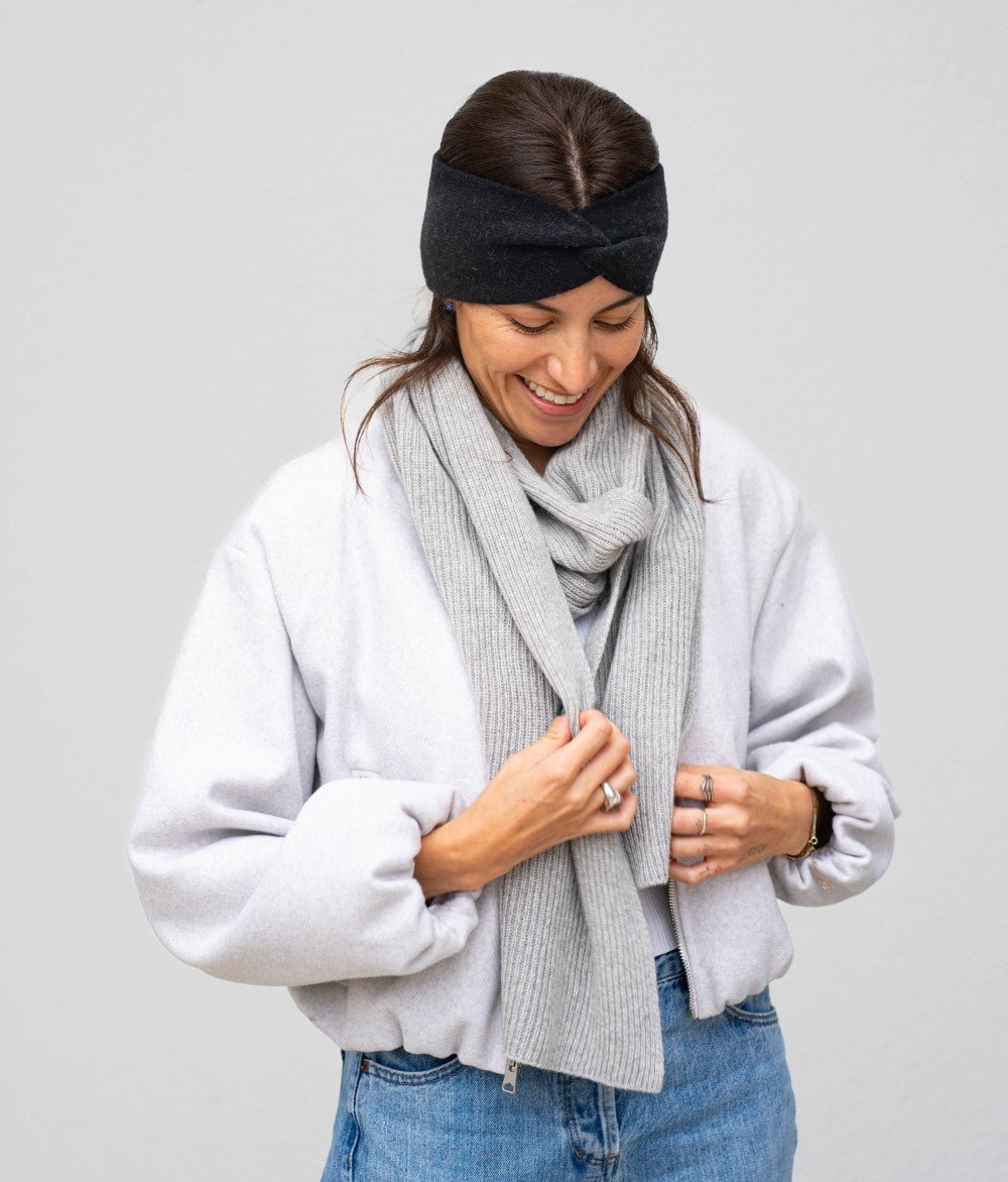 Kaschmir - Wohlfühl - Set - Stirnband & Schal - obumi - Soft Grey