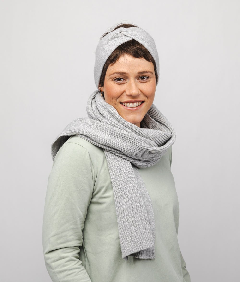 Kaschmir - Wohlfühl - Set - Stirnband & Schal - obumi - Soft Grey