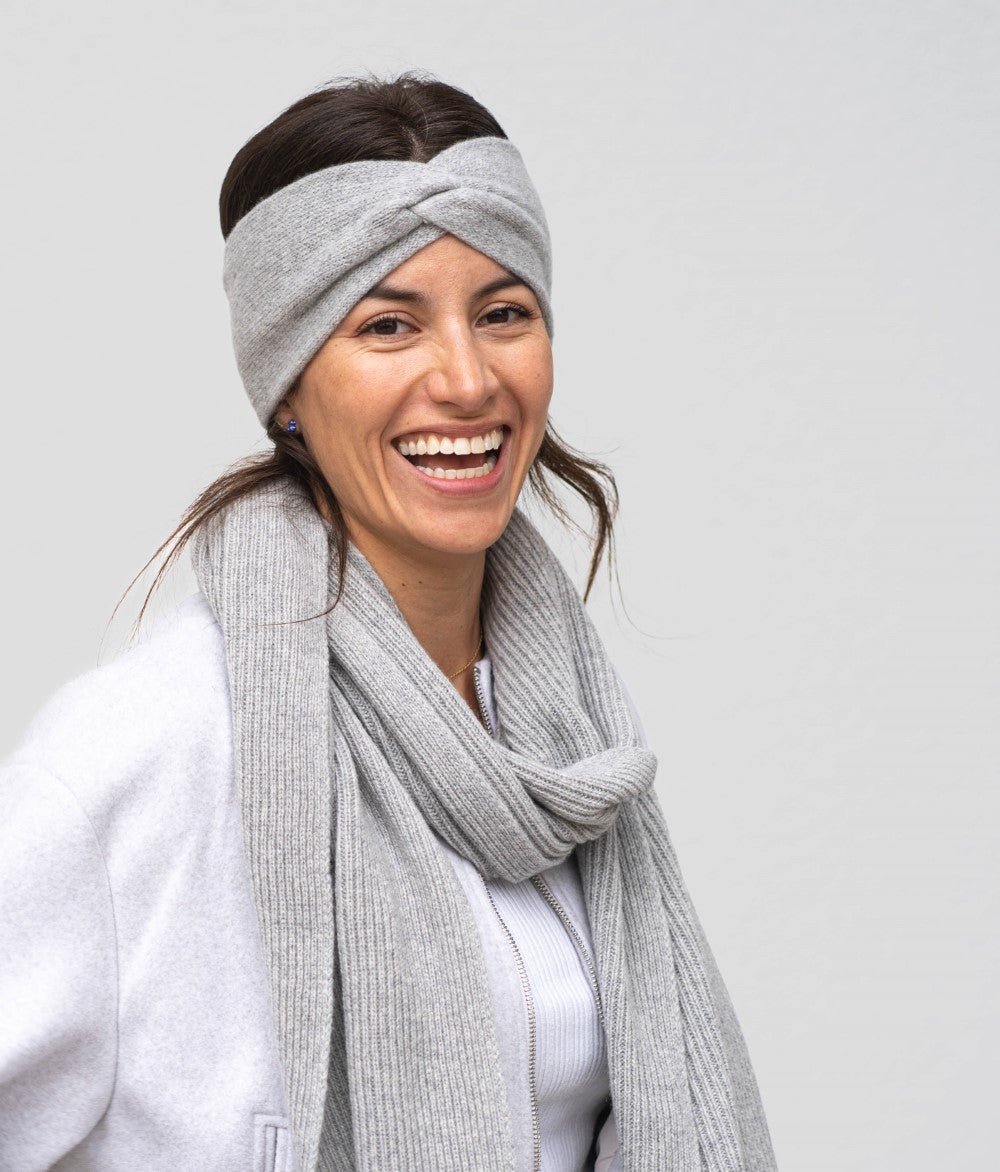 Kaschmir - Wohlfühl - Set - Stirnband & Schal - obumi - Soft Grey