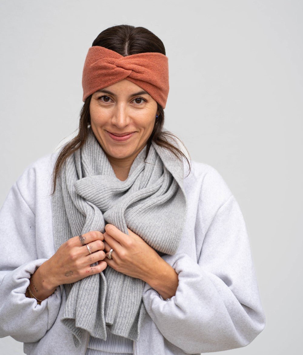 Kaschmir - Wohlfühl - Set - Stirnband & Schal - obumi - Soft Grey