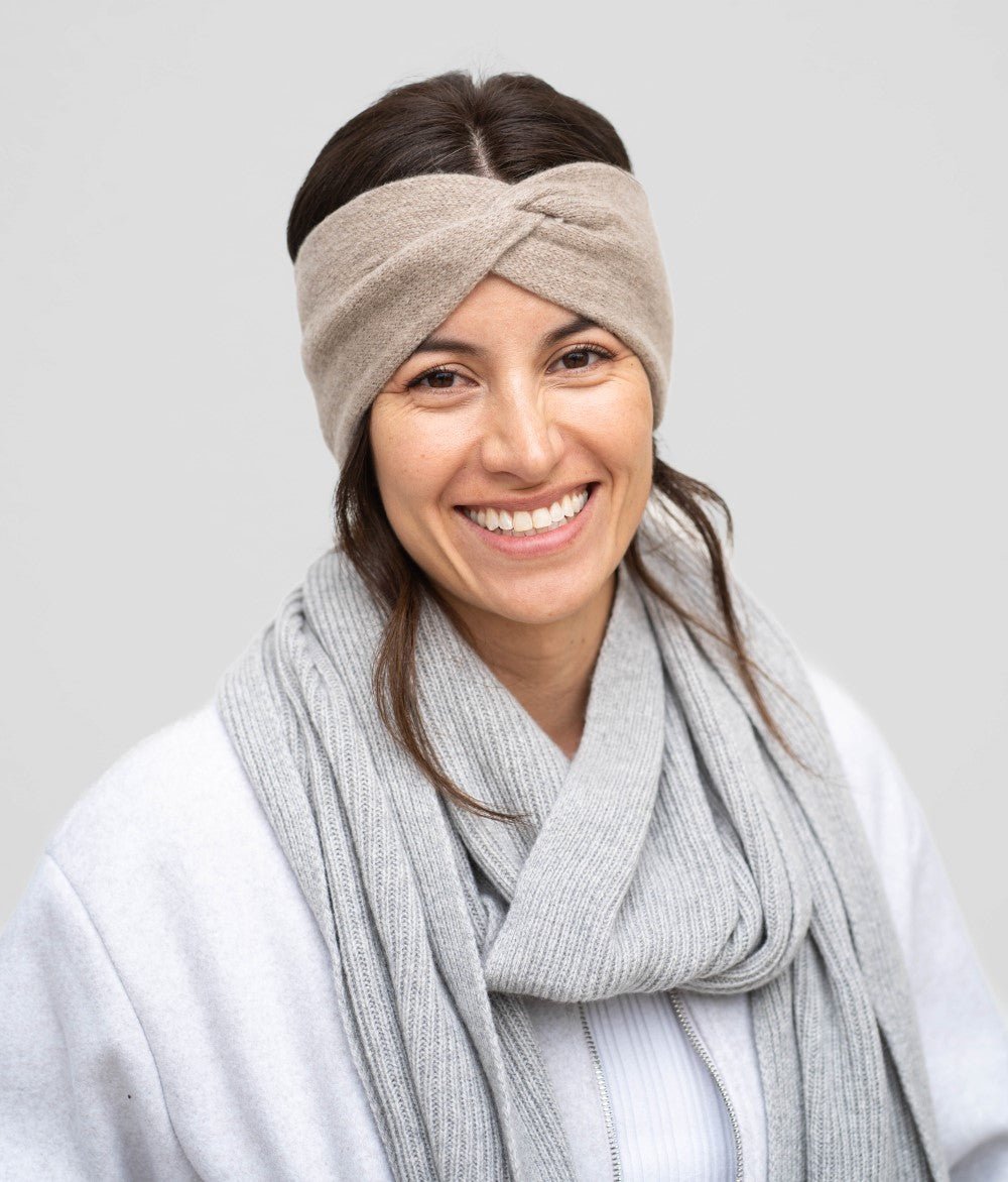 Kaschmir - Wohlfühl - Set - Stirnband & Schal - obumi - Soft Grey