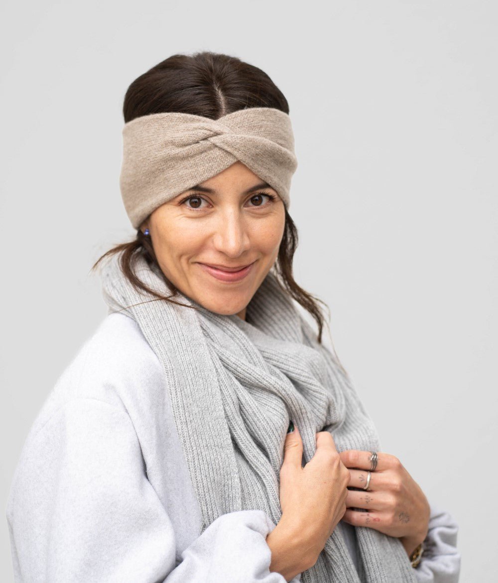 Kaschmir - Wohlfühl - Set - Stirnband & Schal - obumi - Soft Grey