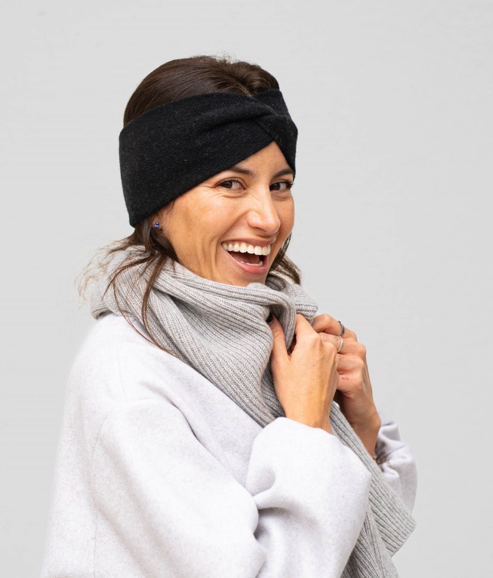 Kaschmir - Wohlfühl - Set - Stirnband & Schal - obumi - Soft Grey