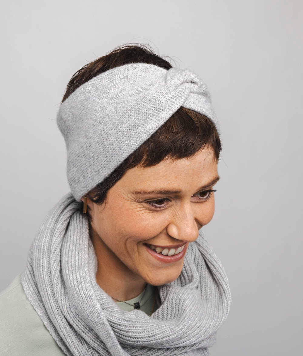 Kaschmir - Wohlfühl - Set - Stirnband & Schal - obumi - Soft Grey