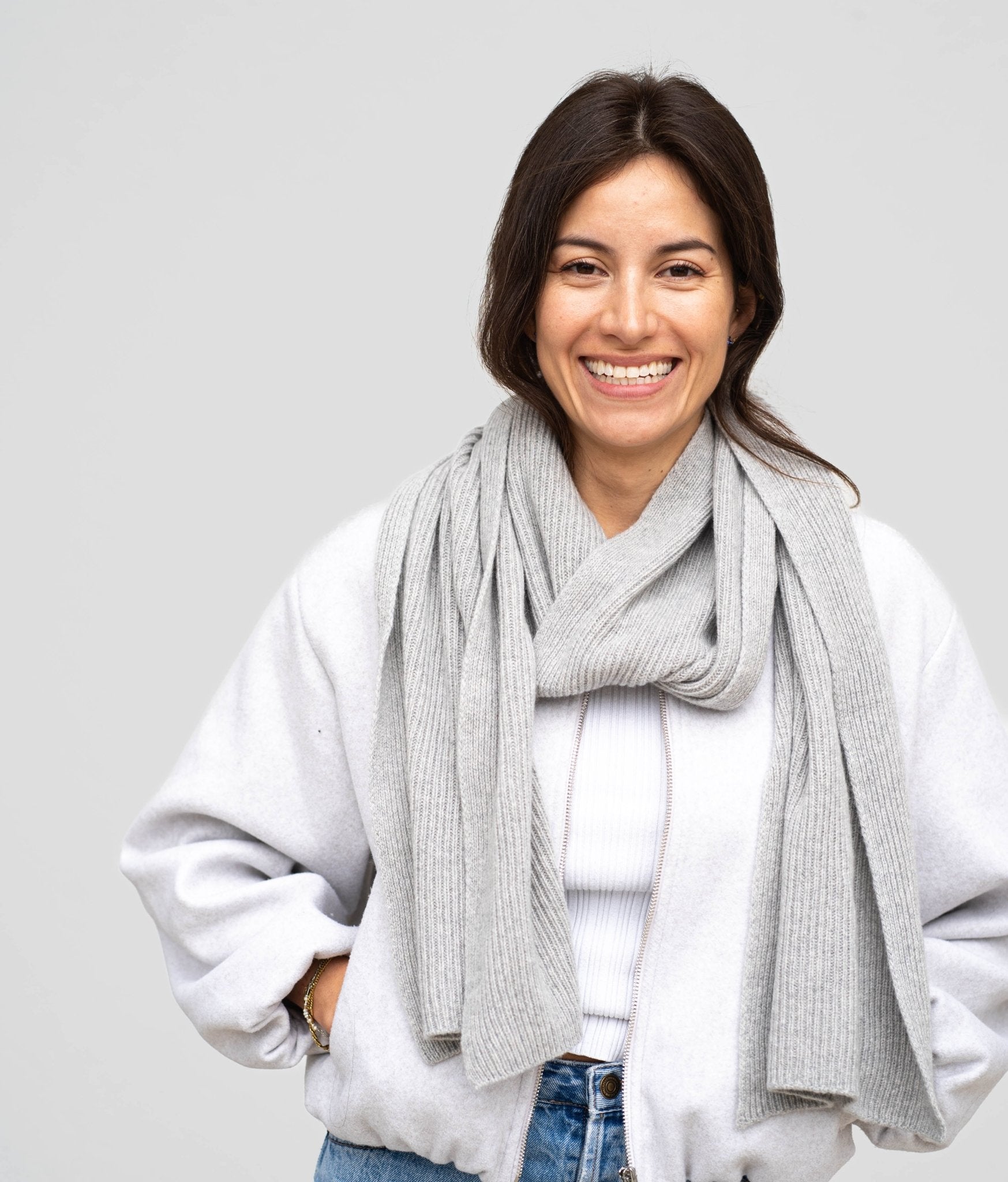 Kaschmir - Wohlfühl - Set - Stirnband & Schal - obumi - Soft Grey