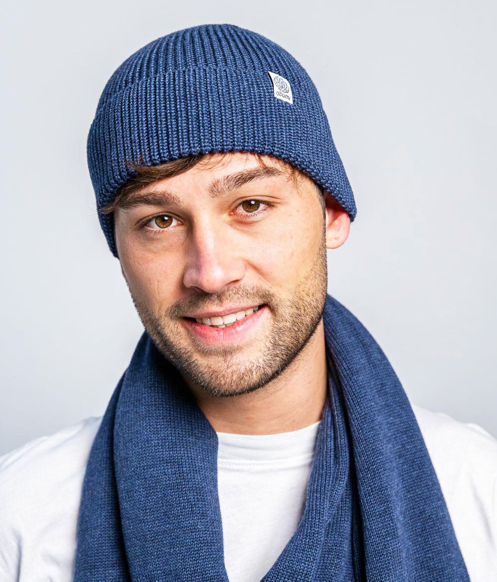 Mütze Grobstrick und Schal aus Bio Baumwolle - obumi - Black