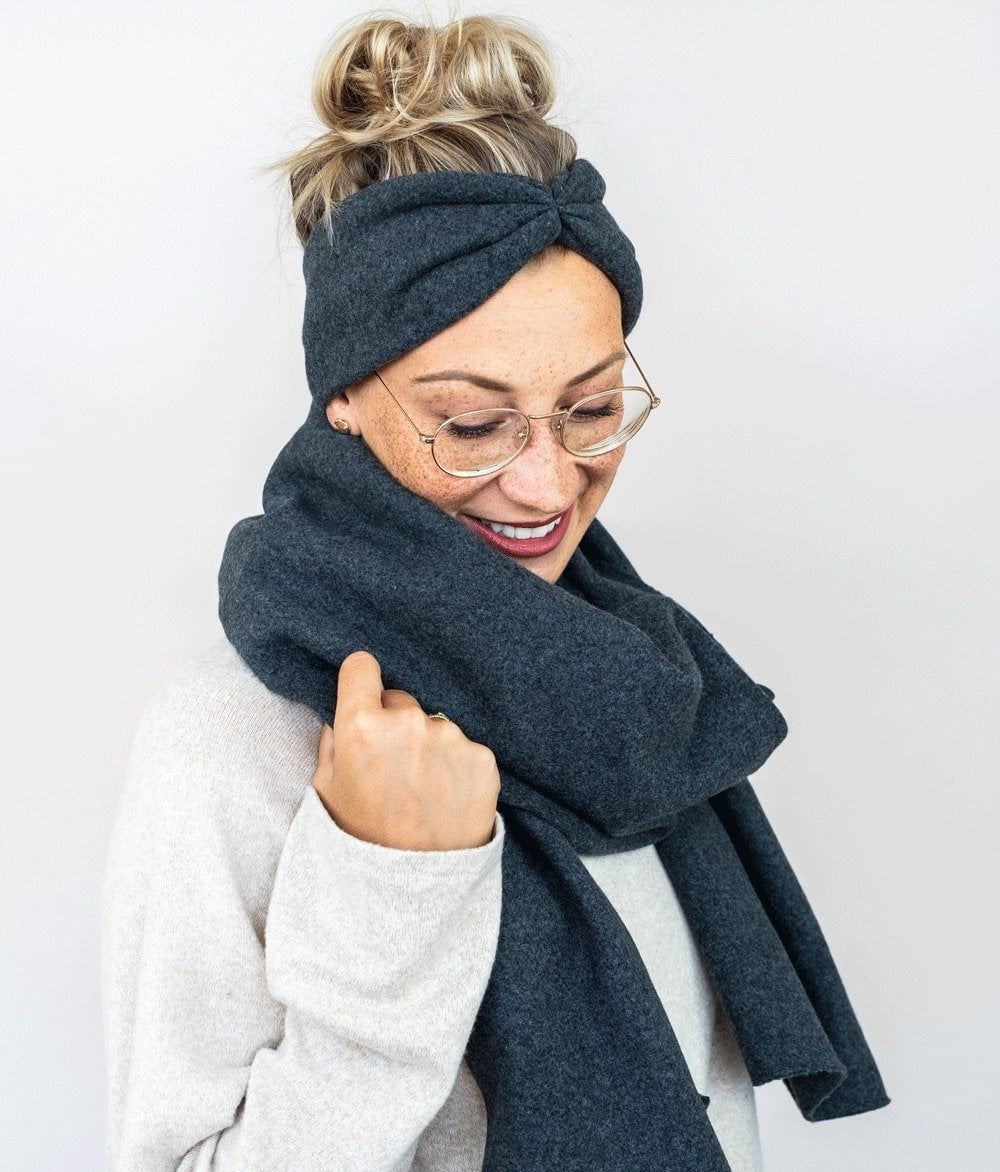 Schal aus Bio Baumwolle - obumi - 191 - Black Melange