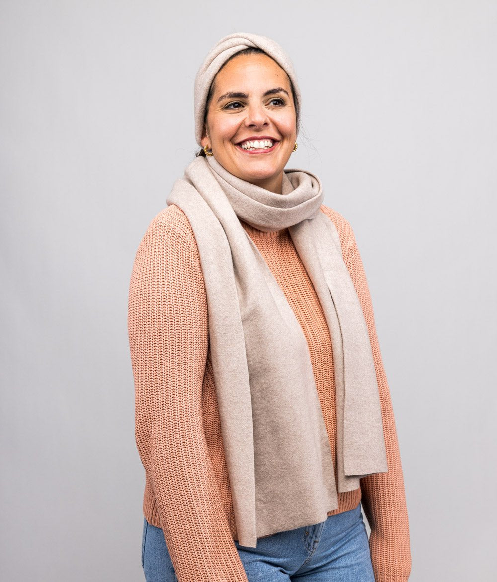 Schal aus Bio Baumwolle - obumi - 206 - Beige Melange