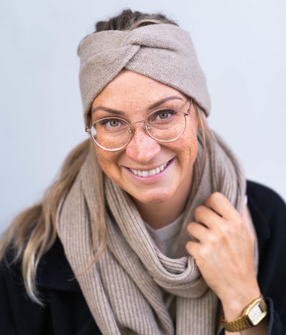 Schal aus recyceltem Kaschmir - obumi - Beige Melange