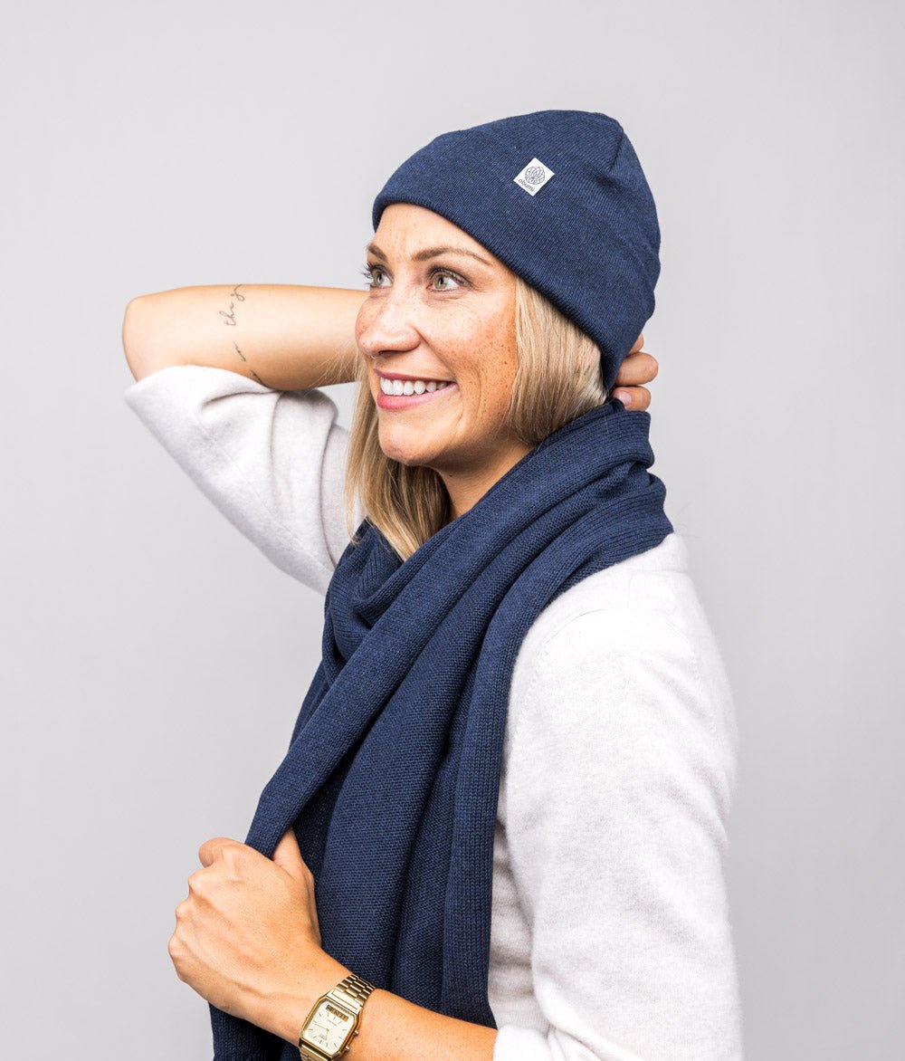 Schal Feinstrick aus Bio Baumwolle - Schals & Tücher - obumi - 761 - Blue Melange