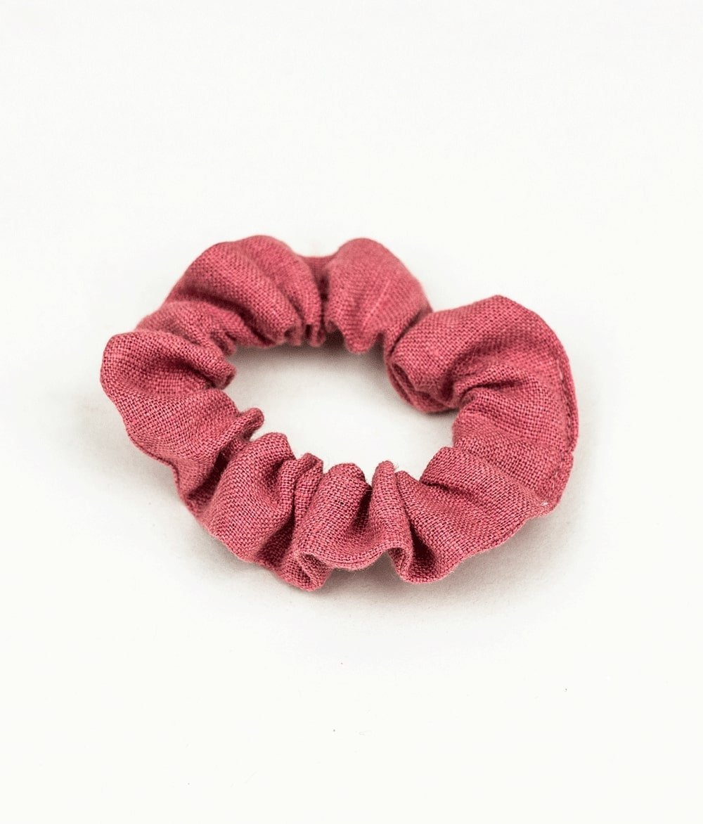 Scrunchie aus Leinen - Haargummis - obumi - 275 - Strawberry Rose