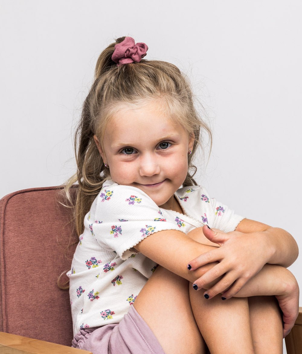 Scrunchie aus Leinen - Haargummis - obumi - 275 - Strawberry Rose