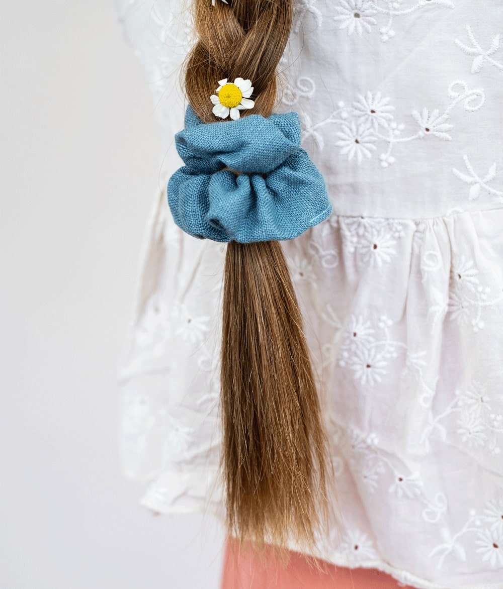 Scrunchie aus Leinen - Haargummis - obumi - 277 - Grey Blue