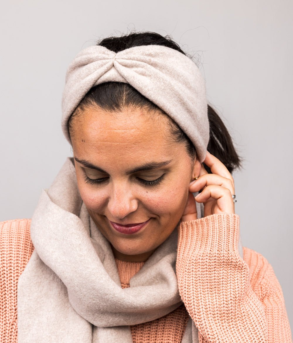 Stirnband Bow aus Bio Baumwolle - Stirnbänder - obumi - 146 - Beige Melange