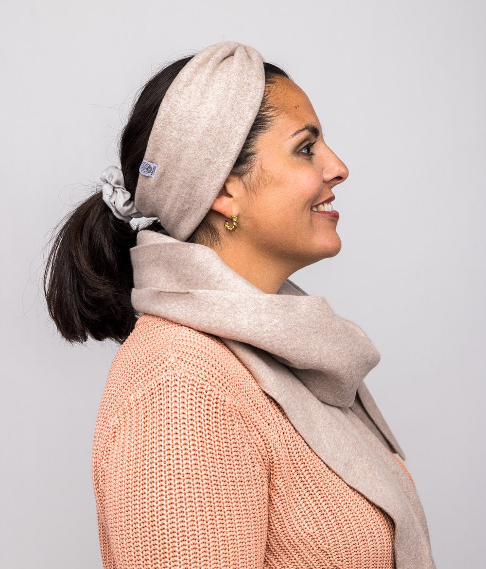 Stirnband Bow aus Bio Baumwolle - Stirnbänder - obumi - 146 - Beige Melange