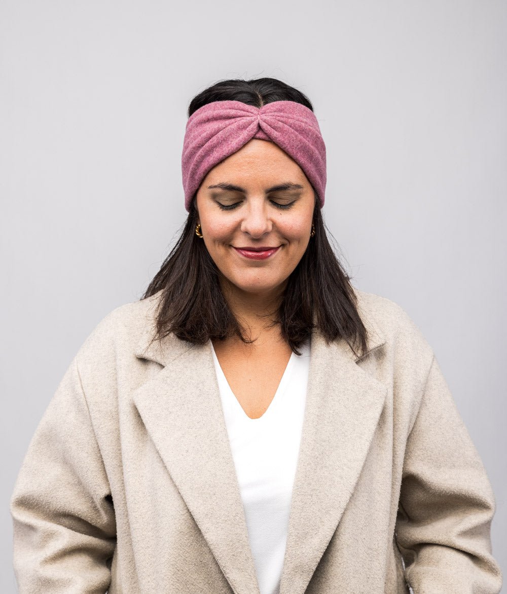 Stirnband Bow & Schal aus Bio Baumwolle - obumi - Rosa Melange