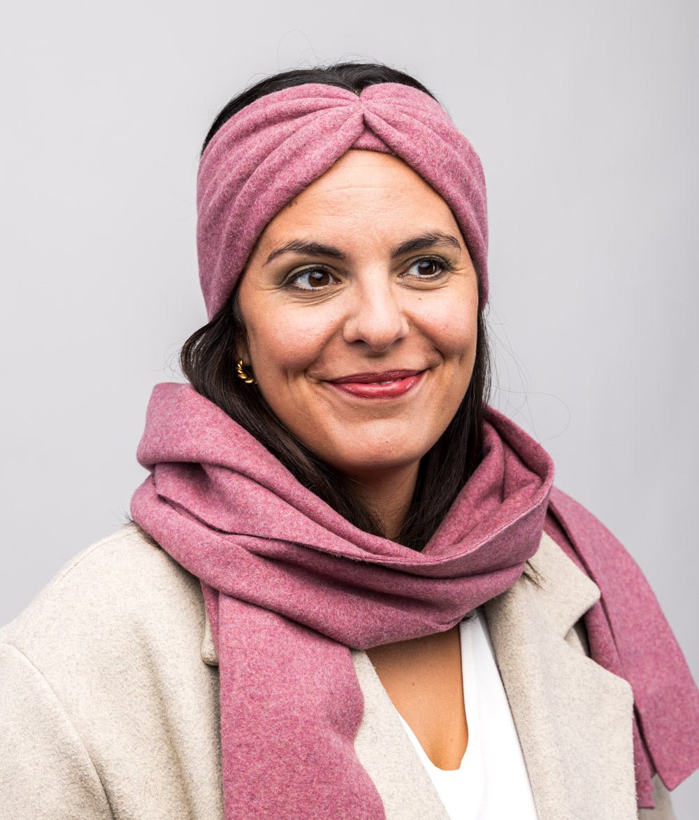 Stirnband Bow & Schal aus Bio Baumwolle - obumi - Rosa Melange