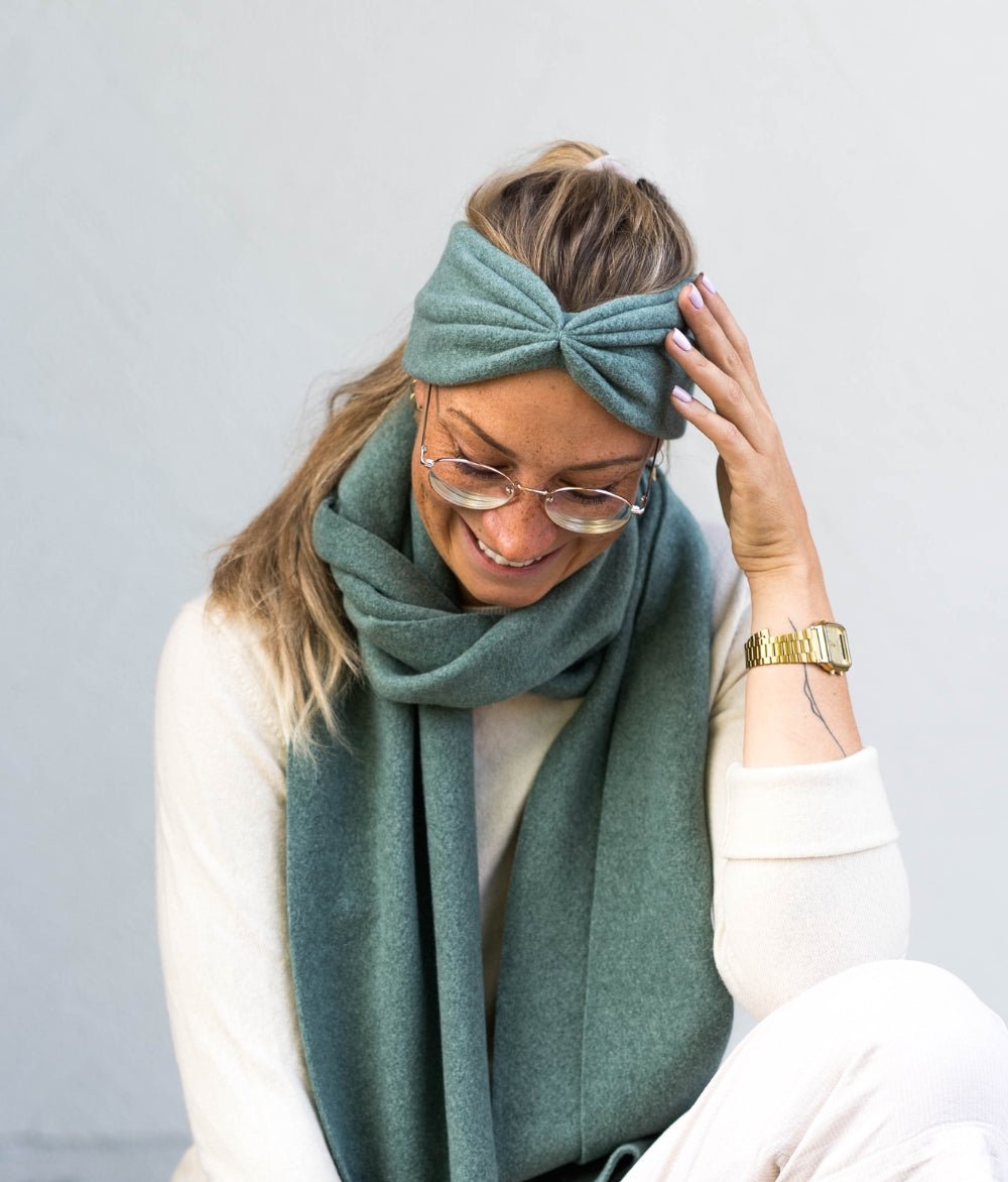 Stirnband Bow & Schal aus Bio Baumwolle - obumi - Rosa Melange