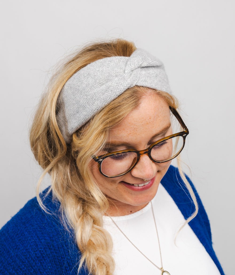 Stirnband Knot aus recyceltem Kaschmir - obumi - 909 - Soft Grey