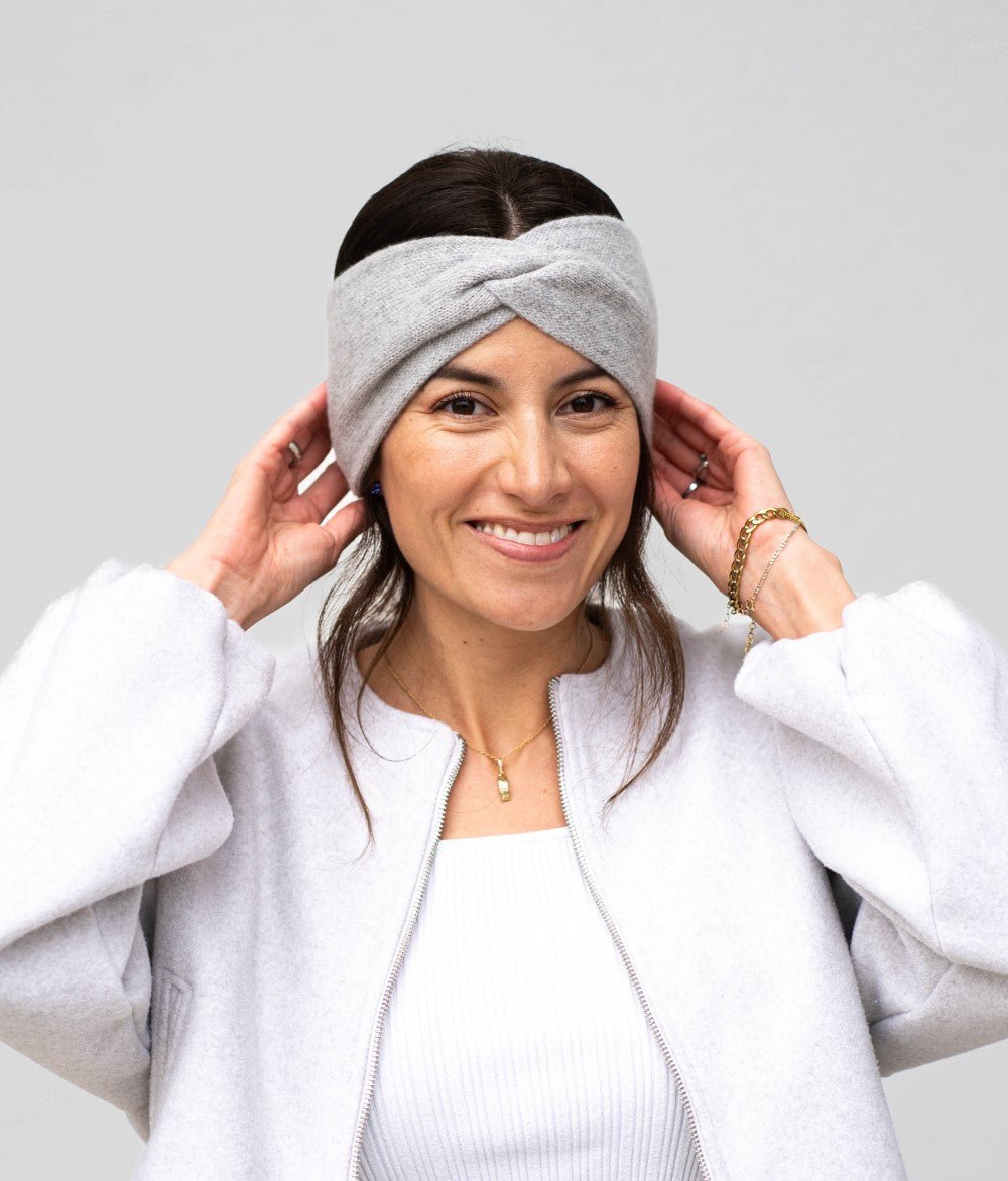 Stirnband Knot aus recyceltem Kaschmir - obumi - 909 - Soft Grey