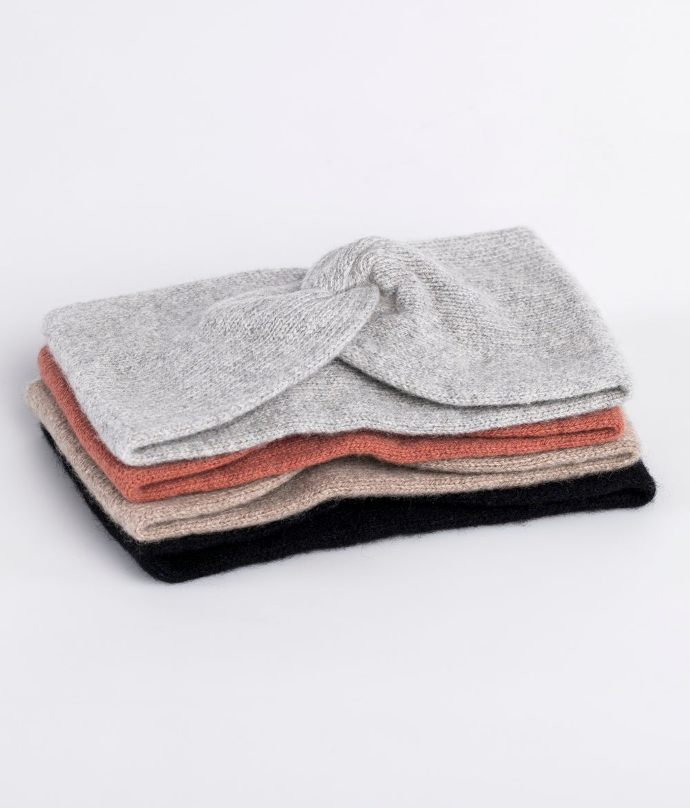 Stirnband Knot aus recyceltem Kaschmir - obumi - 909 - Soft Grey