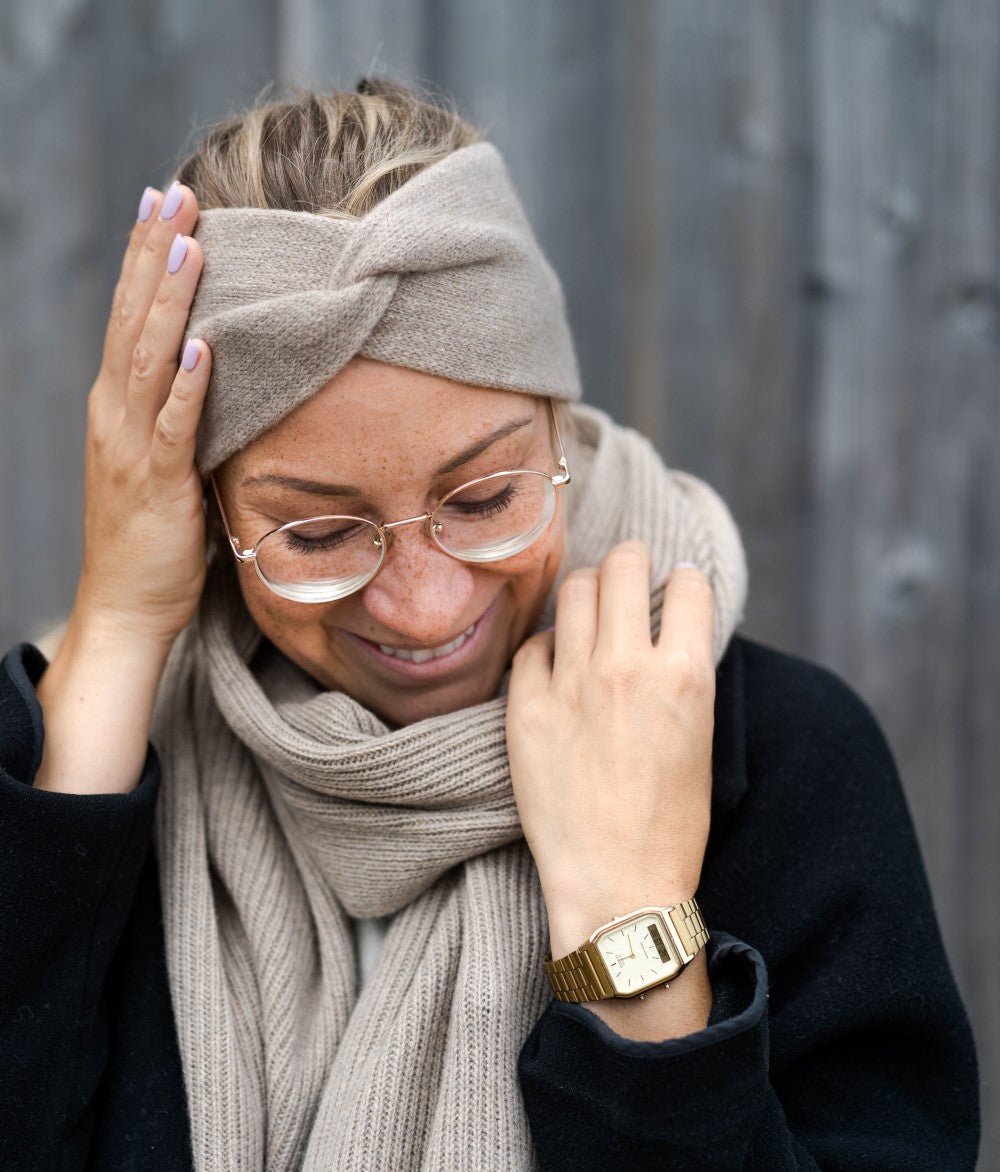 Stirnband Knot aus recyceltem Kaschmir - obumi - 909 - Soft Grey