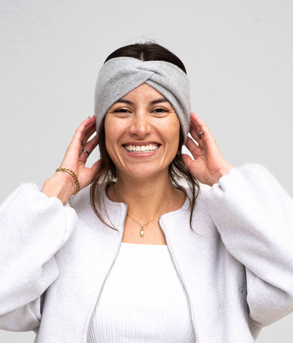 Stirnband Knot aus recyceltem Kaschmir - obumi - 910 - Beige Melange