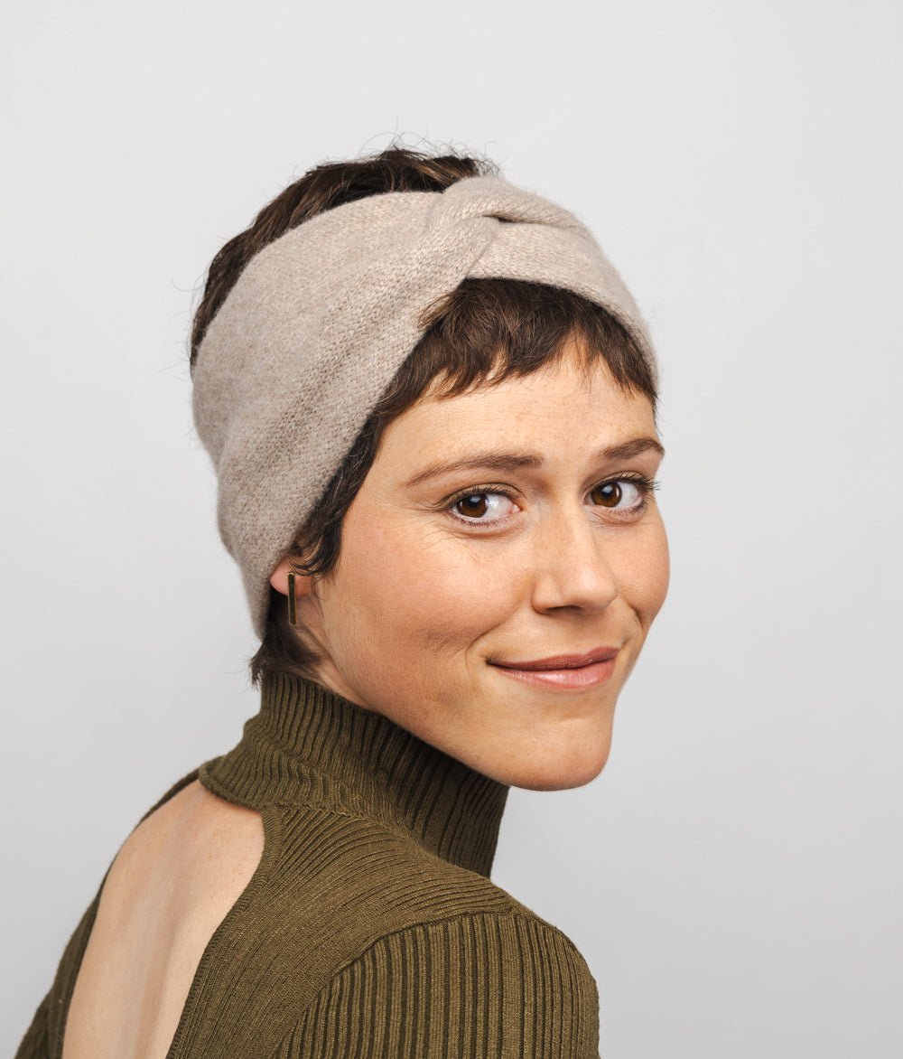 Stirnband Knot aus recyceltem Kaschmir - obumi - 910 - Beige Melange