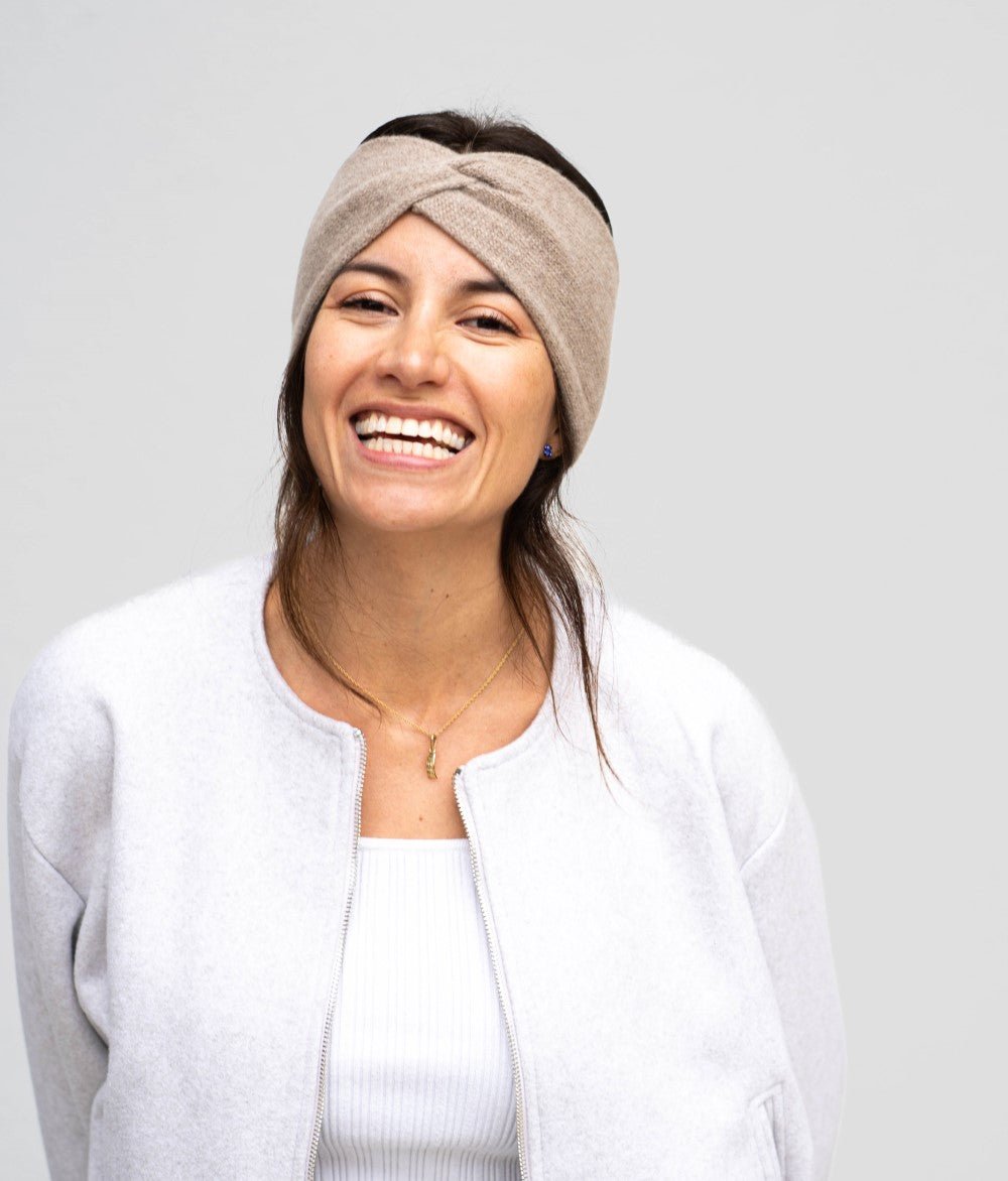 Stirnband Knot aus recyceltem Kaschmir - obumi - 910 - Beige Melange