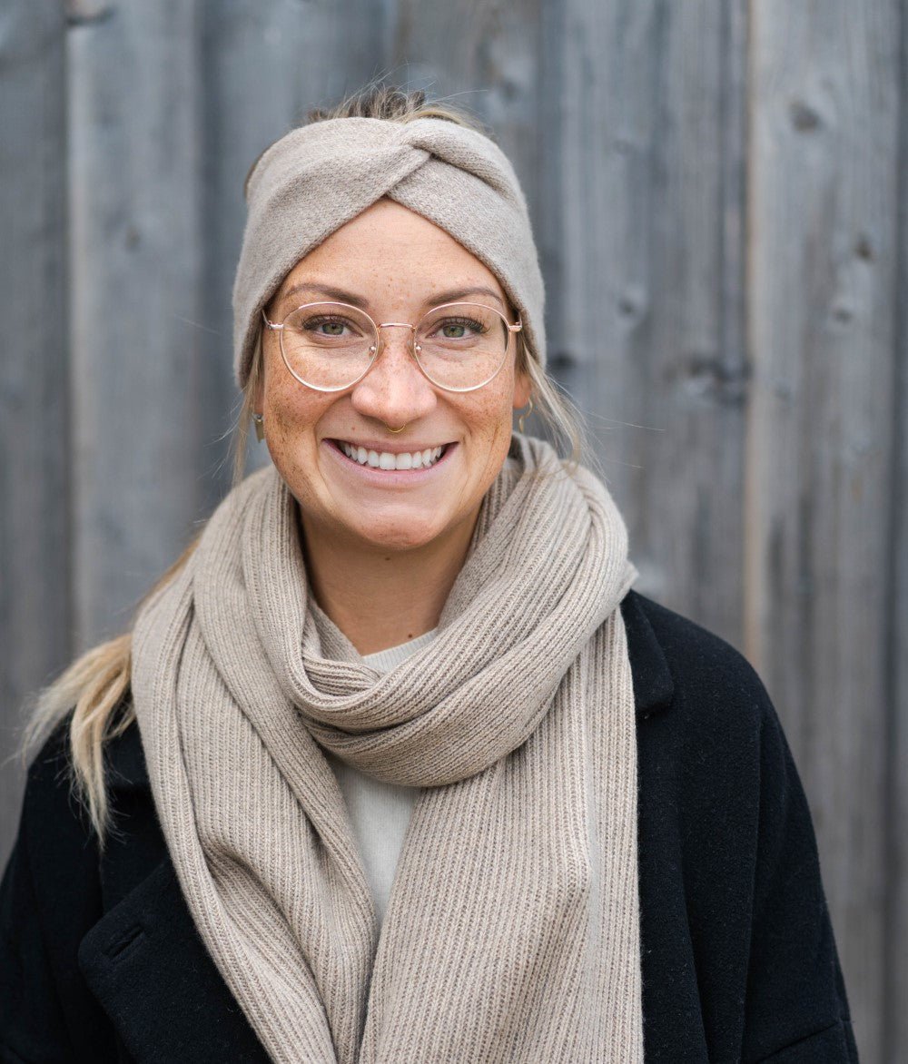 Stirnband Knot aus recyceltem Kaschmir - obumi - 910 - Beige Melange