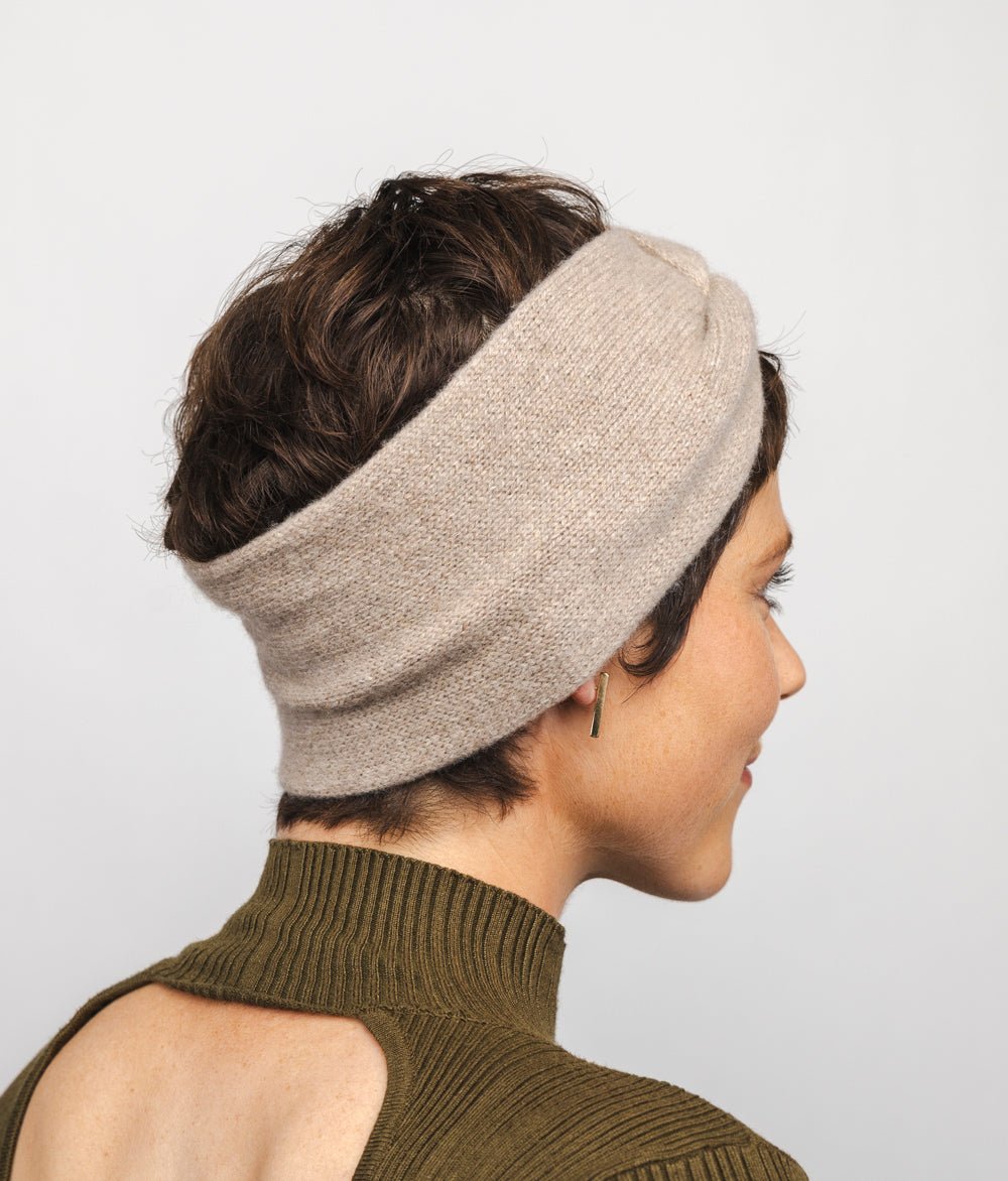 Stirnband Knot aus recyceltem Kaschmir - obumi - 910 - Beige Melange