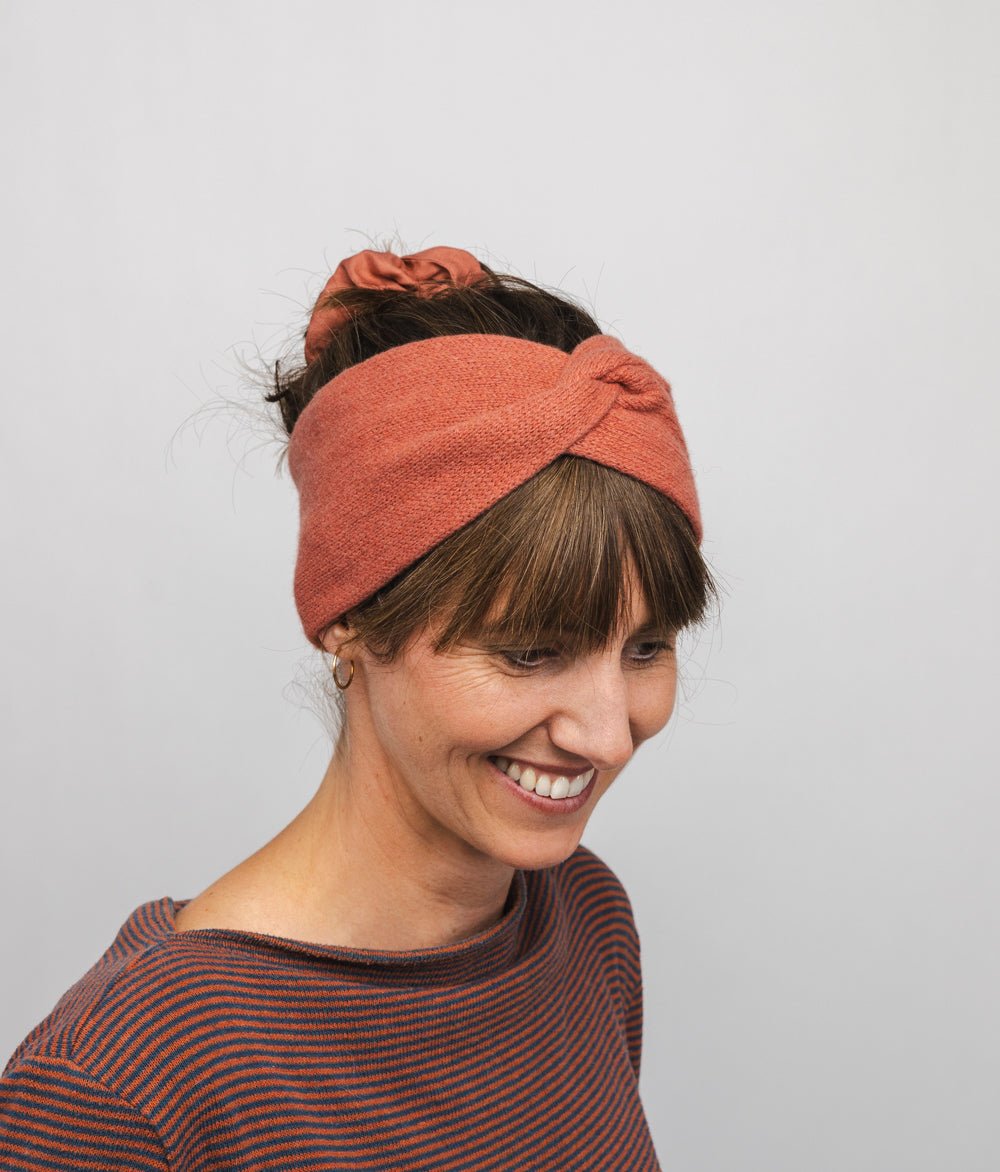 Stirnband Knot aus recyceltem Kaschmir - obumi - 911 - Terracotta