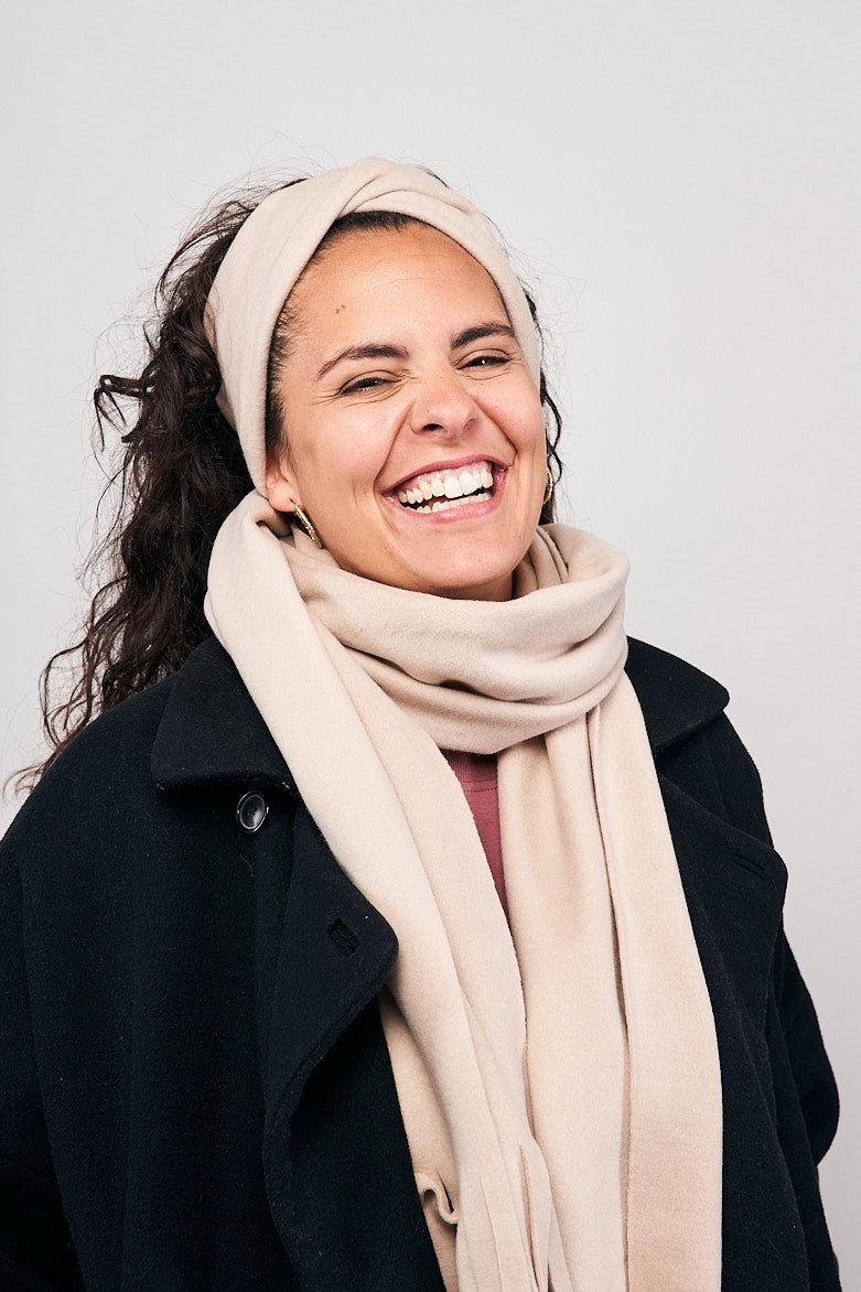 Stirnband Twist & Schal aus Bio Baumwolle - obumi - Beige